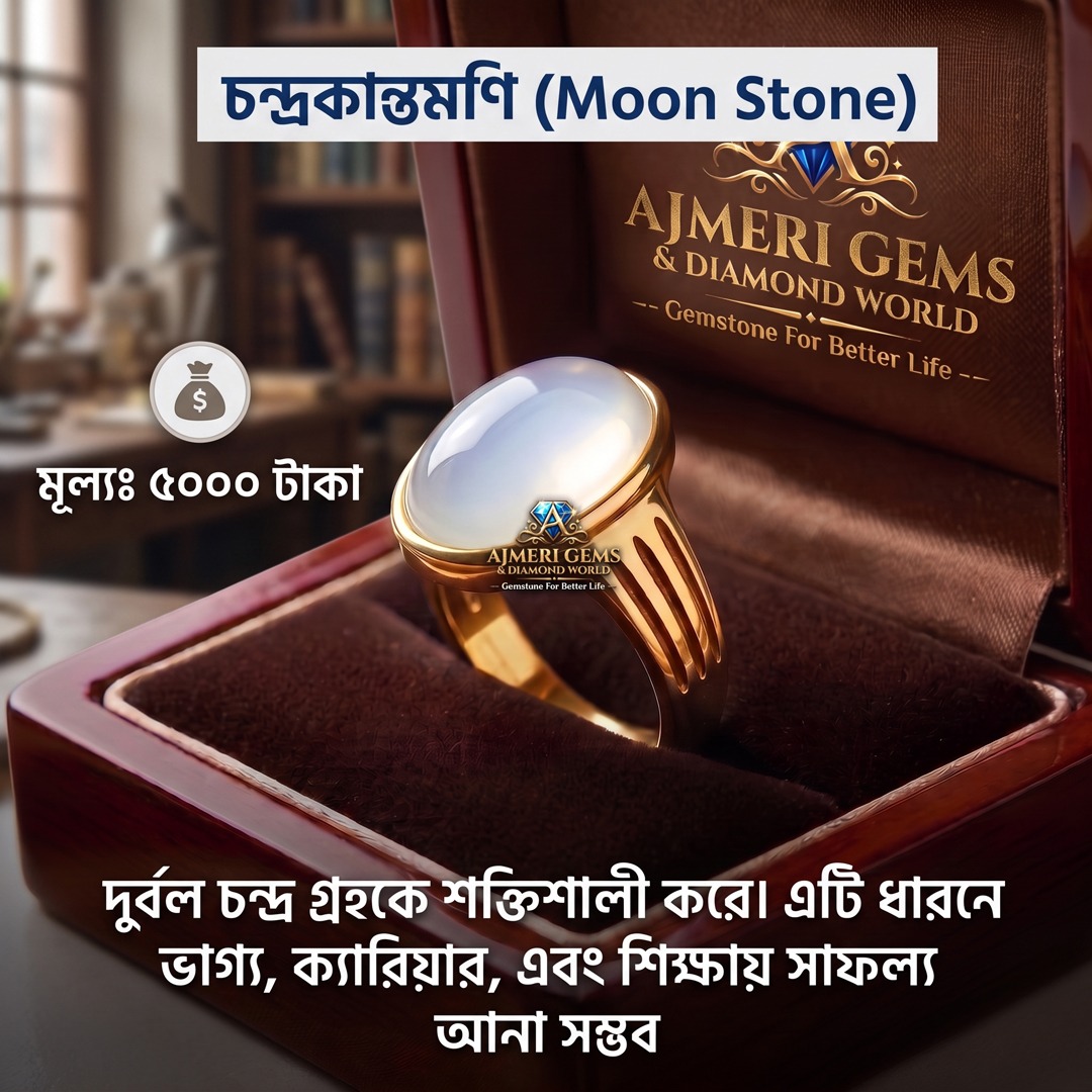 Condro kanto moni pathorer angti চন্দ্রকান্তমনি পাথরের আংটি - Image 1